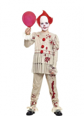 White Sadistic Clown Costume for Boys