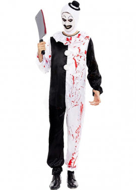 Costume da clown spaventoso in bianco e nero per uomo