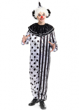 Black and white scary clown costume for men