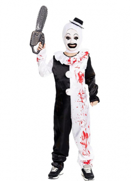 Black and white scary clown costume for kids