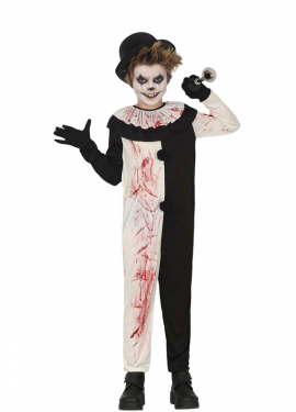 Black and white scary clown costume for children