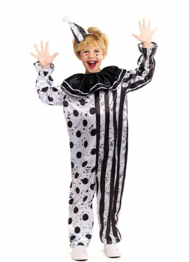 Black and white scary clown costume for children