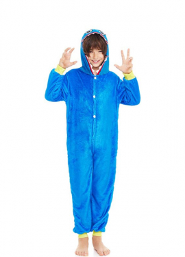 Blue Monster Pajama Costume with Hood for Boy