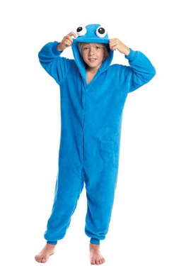 Costume pigiama da mostro blu con cappuccio per ragazzo