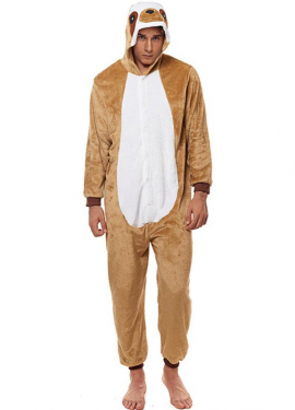 Light Brown Sloth Pajama Costume for Adults