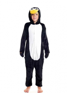 Penguin Pajama Costume with hood and beak for children