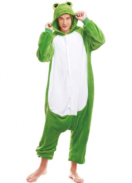 Green Frog Pajama Costume with eyes for adults