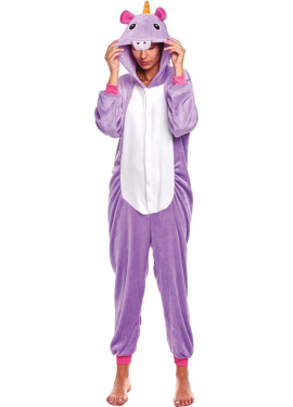 Lilac and white Unicorn Pajama Costume for adults