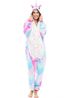 Pink and blue Unicorn Pajama Costume for adults