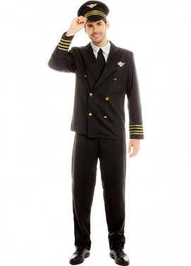 Set pilota Capitano di Carnevale per costume da uomo con strisce sulle  spalle, cappello da pilota, berretto da pilota, distintivo del costume da