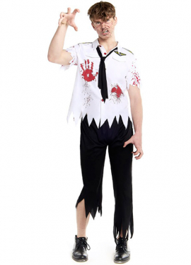 Zombie Airplane Pilot Costume for Men