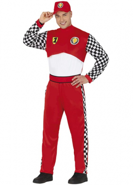 Red Formula 1 driver costume for men