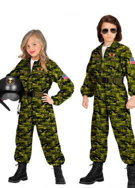 Costume de pilote d'avion de chasse camouflage pour enfants et adolescents