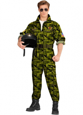 Men's Camouflage Military Pilot Costume