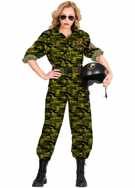 Women's Camouflage Military Pilot Costume