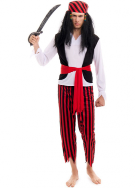 Men's Striped Pirate Costume