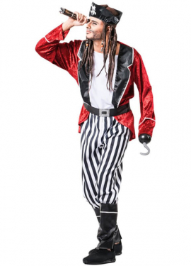 Striped Pirate Costume for Men