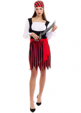 Women's Striped Pirate Costume