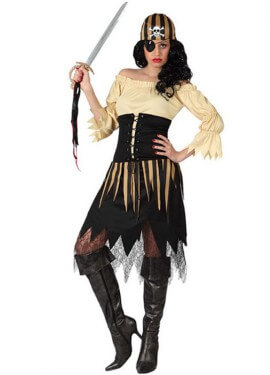 Onorevoli Nero Pirata Teschio e Ossa Incrociate Costume Halloween Costume Collant 