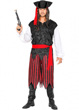 Men's Striped Caribbean Pirate Costume