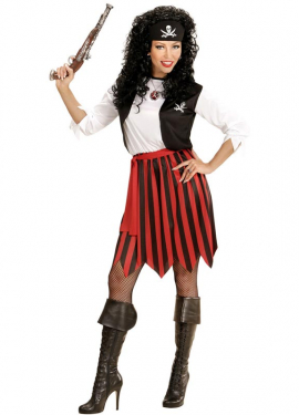 Women's Striped Caribbean Pirate Costume