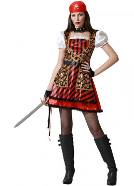 Pirate costume with gold details for women