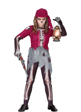 Skeleton Cabin Boy Pirate Costume for Girls