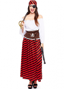 Red Striped Pirate Costume for Women