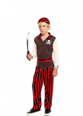 Red Striped Pirate Costume for Boys