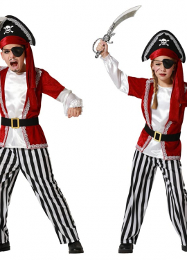 Red pirate costume with hat for children