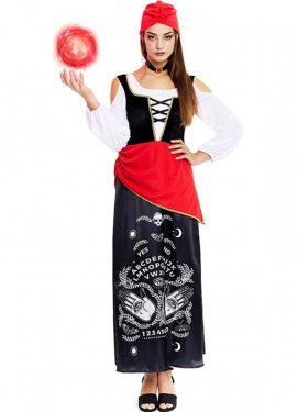 Women's red turban pythoness costume