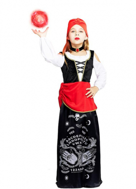 Fortune teller costume with red turban for girls and teenagers