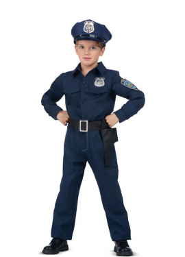 Blue police costume with belt for girls