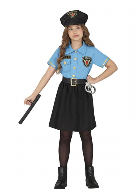 Blue police costume in skirt for girls