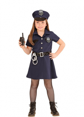 Police Officer Costume with Handcuffs for Girls