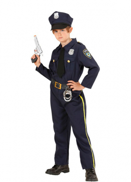Police Costume with Hat and Tie for Boys
