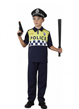 Black checked local police costume for children and teenagers