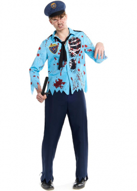 Zombie Police Costume with Cap for Men