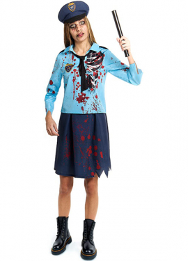Zombie Police Costume with Cap for Women