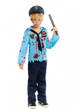 Zombie Police Costume with Cap for Boys