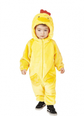 Chick costume with sound and hood for children