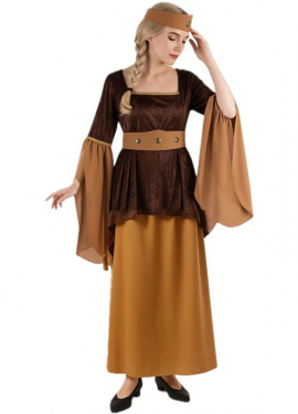 Fato de Innkeeper Medieval marrom para mulher