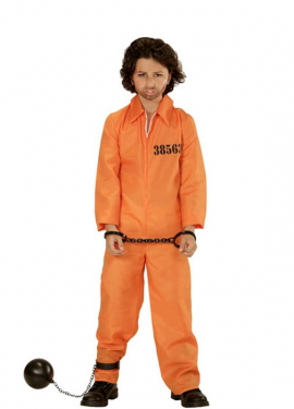 Prisoner Costume with Orange ID for Boys