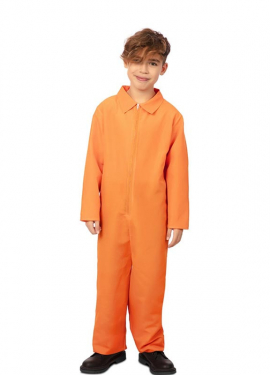 Prisoner costume in orange full suit for children