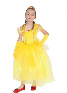 Yellow fairy tale princess costume for girls