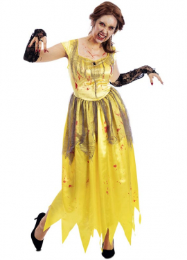 Yellow Zombie Princess Costume for Women