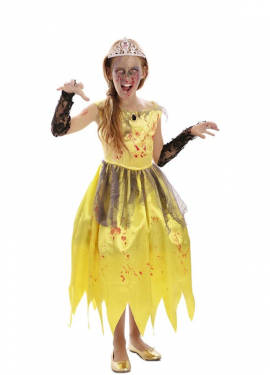Yellow Zombie Princess Costume for Girls