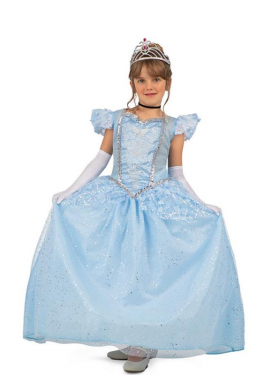 Costume da principessa delle fiabe celeste per bambina