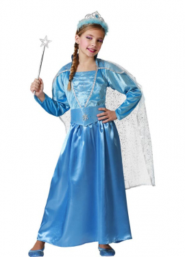 Princess costume with blue cape for girls