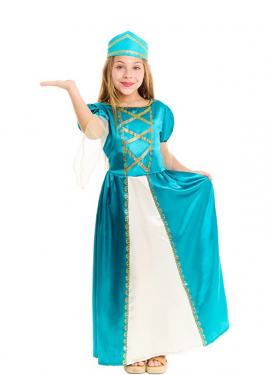 Disfraz de Princesa Medieval azul para niña